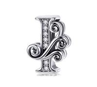 Lorrifal Iniziale Alfabeto Charms Lettera completa A-Z Lettere Solid 925 Sterling Silver Cubic Zirconia Beads Pendenti con ciondoli per Pandora Bracciali europei Collana Donna Ragazze Gioielli Regalo