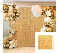 LORSHEL Vento Paillettes Pannello A Parete Sfondo Tenda Foglio Tinsel Tenda Doccia Festa Di Compleanno Decor Parete Festa Di Nozze Sfondo-Oro