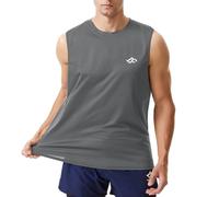 LORSPORTCH Canottiere da Allenamento da Uomo, ad Asciugatura Rapida, da Palestra, per Fitness, Corsa, Bodybuilding, Senza Maniche Grigio Scuro M