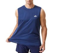 LORSPORTCH Canottiere da Allenamento da Uomo, ad Asciugatura Rapida, da Palestra, per Fitness, Corsa, Bodybuilding, Senza Maniche Blu Navy M