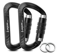 Lorsum Moschettone con chiusura automatica, resistente, 12 KN,1.223 kg, leggero (28.3 g), robusto Twist Lock Caribeeners per campeggio, escursionismo, amaca altalena, ecc., confezione da 2