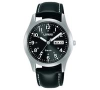 Lorus Classico Quadrante Sunray Nero Con Giorno/Data (38 Mm) / Pelle RXN79DX9