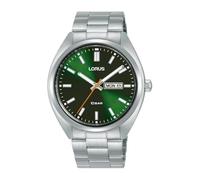 Lorus Orologio analogico al quarzo da uomo con bracciale in acciaio inossidabile, Argento/Verde - RH367AX9
