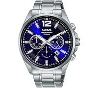 Lorus Orologio analogico al quarzo da uomo con cinturino in metallo e pelle, Argento/Blu - RT383JX9