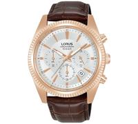 Lorus RT304LX9 Solar Chronograph Watch - Rose Gold, Brown Leather, 42 mm