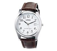 Lorus Orologio classico da uomo con supporto palladio e cinturino in pelle RS965BX9, marrone/bianco, cinghia