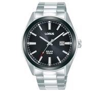Lorus Solar - Orologio da polso da uomo al quarzo Casual bracciale e cassa in Acciaio INOX di colore Grigio display analogico nero - RX335AX9