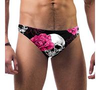 LORVIES Teschi E Modello di Rose Rosa Costume da Bagno Uomo Costume da Bagno Triangolare Costume da Bagno a Rapida Asciugatura
