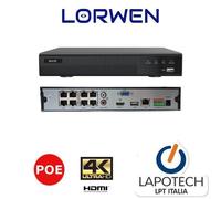 LORWEN NVR LW-NVR4KT16C8P POE INTEGRATO 16 CH HDMI 8 CANALI ALIMENTATI H265 4K