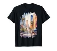 Los Angeles America dipinto acquerello arte vintage viaggi Maglietta