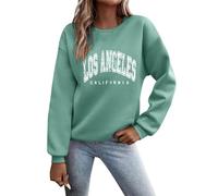 Los Angeles California Felpe da donna autunno college spalla goccia abiti gotico vintage casual top grafica girocollo lettera comoda felpe con cappuccio stile backwoods morbido, Verde, L