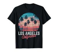 Los Angeles California Trees Retro Summer Vacation Uomini Donne Maglietta