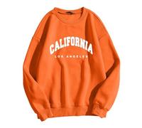 Los Angeles Felpe da donna in tinta unita grafica in stile cartone animato California e Los Angeles Top sottili oversize lettere abiti leggeri preppy stampa lettere college gotico Y2K, Arancione, XXL