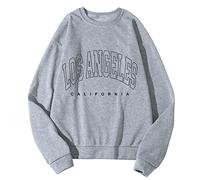 Los Angeles Felpe da uomo Anime College Los Angeles California Felpe con cappuccio leggere a maniche lunghe top a tinta unita girocollo sportivo vintage carino vestiti Y2K Western Drop Shoulder