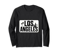 Los Angeles - Grafica minimalista con palme Maglia a Manica