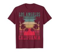 Los Angeles LA California America Vintage Souvenir Maglietta, Uomo, Bordeaux, S