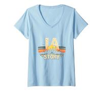 Los Angeles, la, Storia, Orizzonte Stellato, Paesaggio Urbano Maglietta con Collo a V, Donna, Celeste, M