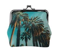 Los Angeles Palm Trees Stampa Vintage Leather Change Purse Elegante Piccolo Portamonete per le Donne Portafoglio Mini