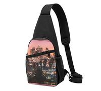 Los Angeles Palme Casual Una Spalla Cross Body Borsa Del Petto Del Portafoglio Del Telefono Degli Uomini Cross Body Bag Viaggio Walking Marsupio, Nero , Taglia unica