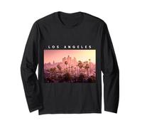 Los Angeles Rosa Tramonto Centro Palme Bambini Ragazze Donne Maglia a Manica
