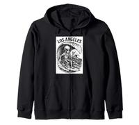 Los Angeles Surfing Divertente Alien Surfer UFO Beach Surf Felpa con Cappuccio