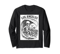 Los Angeles Surfing Divertente Alien Surfer UFO Beach Surf Maglia a Manica