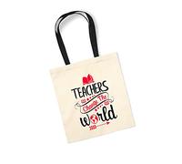 Los Eventos de la Tata. Borsa Tote Bag con manico rosa da regalare a insegnanti insegnanti, Manico nero. Teacher, Longitud: 22 centímetros, Anchura: 22 centímetros, Altura: 1 centímetro