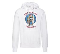 Los Pollo Hermanos Felpa con Cappuccio Bianca Tasche Idea Regalo Maglia Divertente Collezione Personaggi Serie TV Bad Heisenberg Breaking