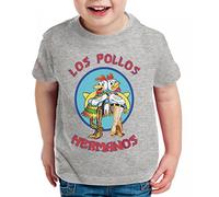 Los Pollos Breaking Walter Crystal T-Shirt per Bambini Bad Meth White TV Serie, Farbe2:Dunkelgrau Meliert;Kinder T-Shirt Größe:98/104
