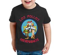 Los Pollos Breaking Walter Crystal T-Shirt per Bambini Bad Meth White TV Serie, Farbe2:Schwarz;Kinder T-Shirt Größe:134/146