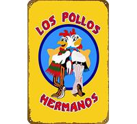 Los Pollos Hermanos Logo From Breaking Bad poster Tv Show Retro Tin Sign Durable Wall Art Decor Movie Targa in metallo per la casa Vintage Camera da letto Targa decorativa 20,3 x 30,5 cm