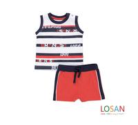 Losan - Completo Newborn Bimbo Maglietta a Righe e Bermuda - 12-18m
