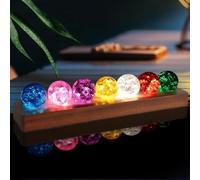 LOSCHEN 7 colori sfere di ghiaccio cracked, sfere di cristallo Core Memories con base in legno LED-Sapele, sfere curative naturali per il soggiorno meditazione energia positiva sfere decorative