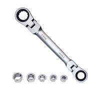 LOSCHEN] Chiave a cricchetto 180Flex-Head,7 in 1 doppia chiave a cricchetto con 8, 10, 12, 13, 14, 17, 19 mm, chiave combinata a cricchetto a 72 denti in acciaio cromato CV
