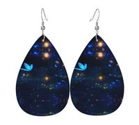 L'oscurità della notte orecchini in pelle stampata a doppia faccia int e forma di gocce d'acqua, creativi, leggeri e romanzi, colori vivaci e vivaci.