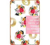 Losers And Winners / Gold Foil Floral Pattern Pink Watercolor #redbubble #stickers #prints Art Print Vintage Metal Sign Tin Sign 30,5 x 20,3 cm