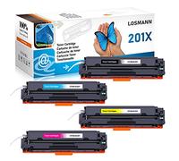 LOSMANN 4x Toner compatibile con HP CF400X CF401X CF402X CF403X 201X 201A CF400A per HP Color LaserJet Pro M252dn M252dw M252n M270 Series M274dn M274n MFP M270 Series MFP M277c6 MFP M277dw MFP M277n