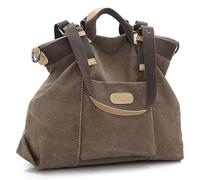 LOSMILE Borsa a mano grande in tela vintage,Borse a spalla,Borsa a tracolla in tessuto per donna/ragazza., Caffè, L