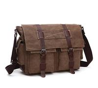 LOSMILE Borse a spalla a Tracolla di Tela Sacchetto del Messaggero Uomo 15 pollici Laptop. (L, Caffè)