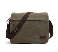 LOSMILE Borse a spalla da Uomo,Borse Messenger di tela, Borse per PC portatili, Borsa a tracolla, Per lavoro e scuola. (L-Army Green)