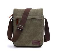 LOSMILE Borse a spalla da Uomo,Borse Messenger di tela, Borse per Tablet PC, Borsa a tracolla, Borsello,Per lavoro e scuola.(M-Army Green)