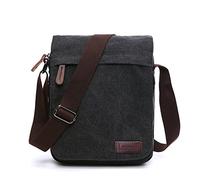 LOSMILE Borse a spalla da Uomo,Borse Messenger di tela, Borse per Tablet PC, Borsa a tracolla, Borsello,Per lavoro e scuola.(M-Nero)