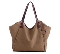 LOSMILE Donna Borse a mano Tela Borse a spalla Tote Sacchetto di Borse a tracolla Borse da spiaggia shopper. (Marrone)