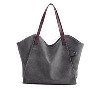 LOSMILE Donna Borse a mano Tela Borse a spalla Tote Sacchetto di Borse a tracolla Borse da spiaggia shopper. (Grigio)