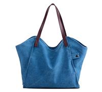 LOSMILE Donna Borse a mano Tela Borse a spalla Tote Sacchetto di Borse a tracolla Borse da spiaggia shopper. (Blu)