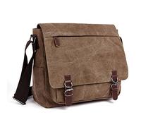 LOSMILE Uomo Borsa a Tracolla di Tela, Sacchetto del Messaggero, Messenger bag, per Laptop 16 pollici (Caffè)