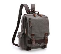 LOSMILE Zaino Uomo donne Zaini Tela Zainetto Borsa a Tracolla Borsa di Tela Sacchetto del Messaggero Sacchetto di Messenger bag Backpack. (Grigio)