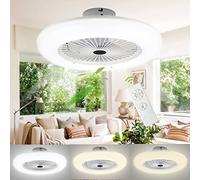 Lospitch 2 pezzi Ventilatore a Soffitto con Lampada 80W, Ultra-Silenzioso 3 Velocità Regolabile Fan Plafoniera con Telecomando per Soggiorno Camera da Letto Sala da Pranzo Cucina φ55cm