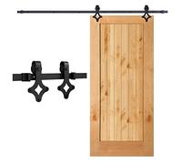 Lospitch Binario per Porta 6FT/183CM Binario per Porta Scorrevole Kit Binario per Porta Scorrevole Anta Binario Scorrevole Esterno Muro Completo Accessori Classico Rulli Forma Nero Diamante