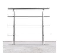 Lospitch - Corrimano in acciaio inox, ringhiera per balcone, parapetto e scale con/senza traverse (100 cm, 3 barre trasversali)